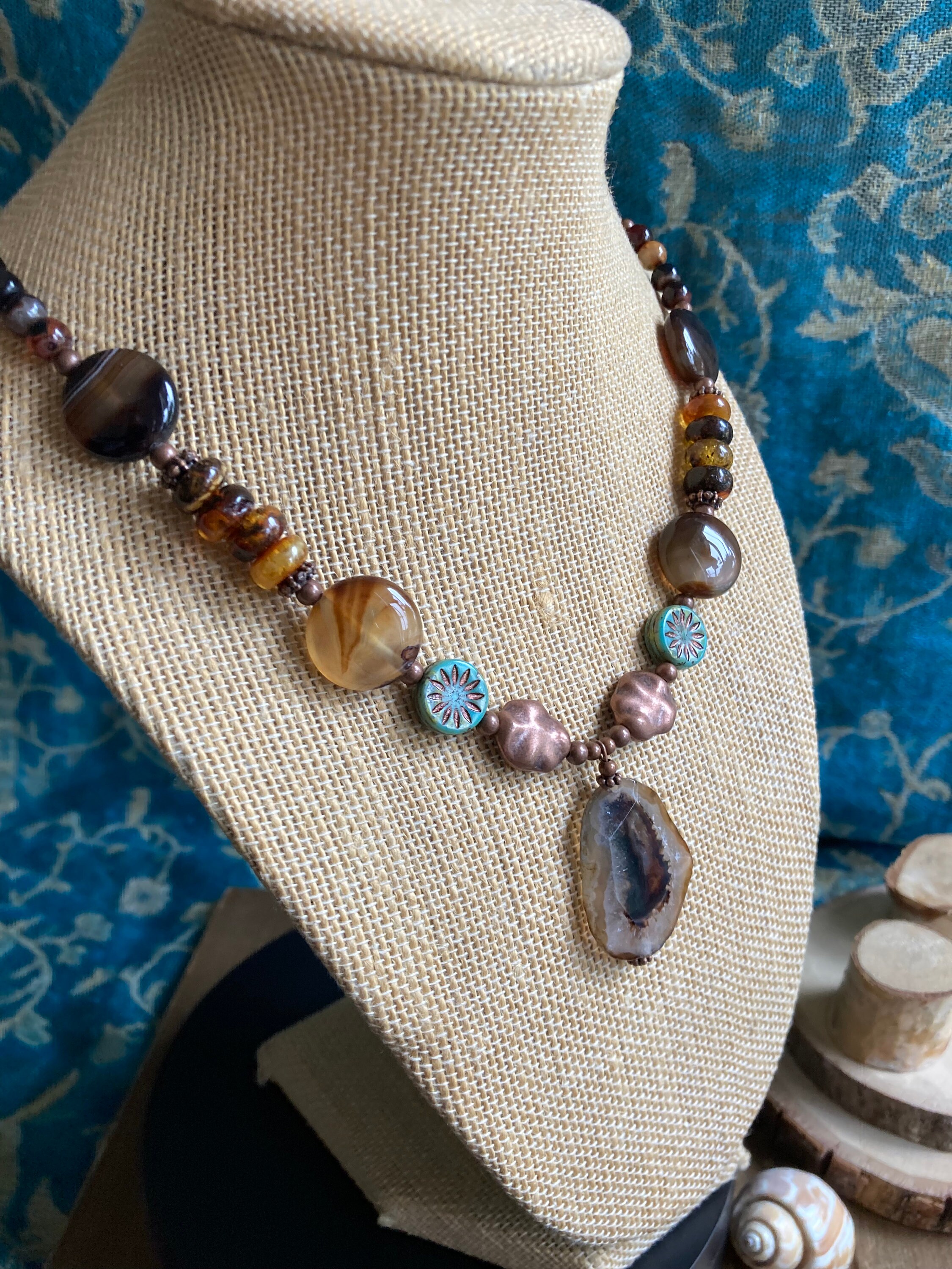 Fall Jewelry Set Necklace Earrings Set Quartz Druzy Stone | Etsy