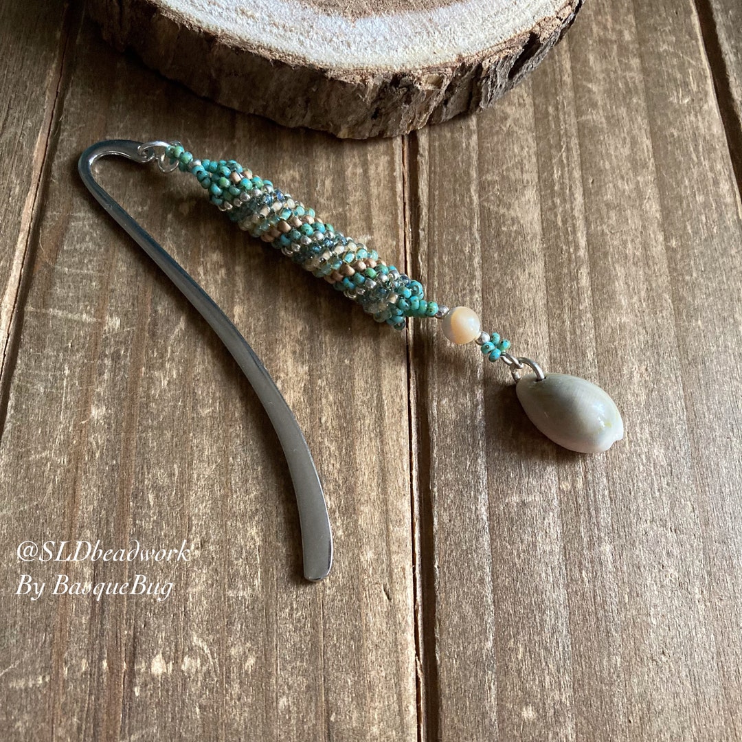 Shell Bookmark Page Saver Shell Beach Boho Bookworm Beaded Basque ...