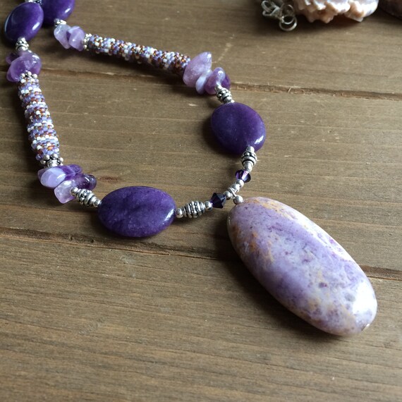 Collana Donna Con Ciondolo Ametista Viola Lavanda - Argento Placcato, Pietra A Goccia, Lunghezza 18 Pollici - Regalo Natalizio O Compleanno