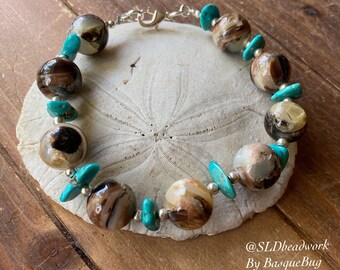 Turquoise bracelet blue stone bracelet gemstone boho bracelet Native hippie bracelet handmade zebra troca beach silver jewelry for women men