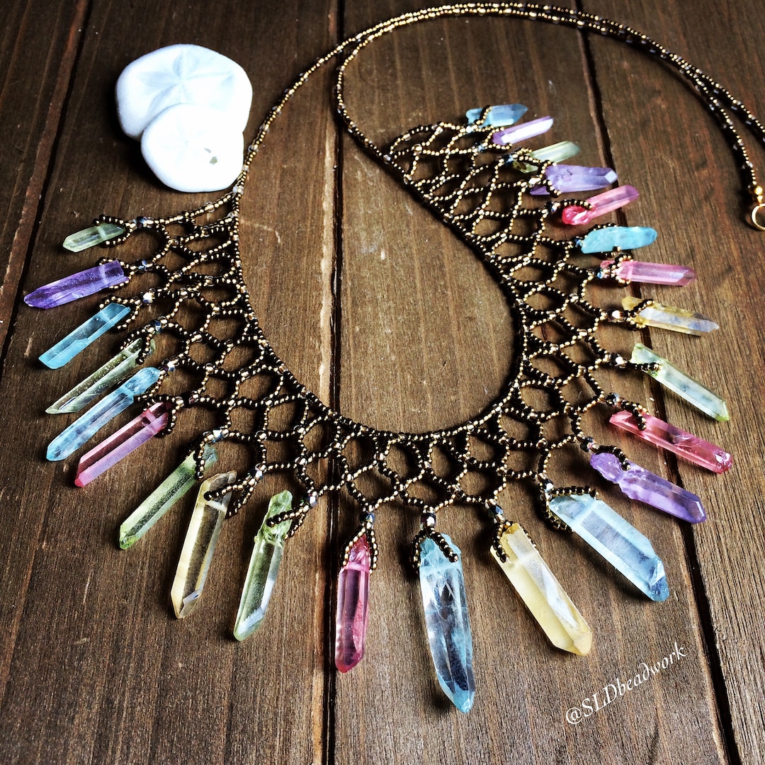 Women Ethnic Resin Stone Weave Necklace