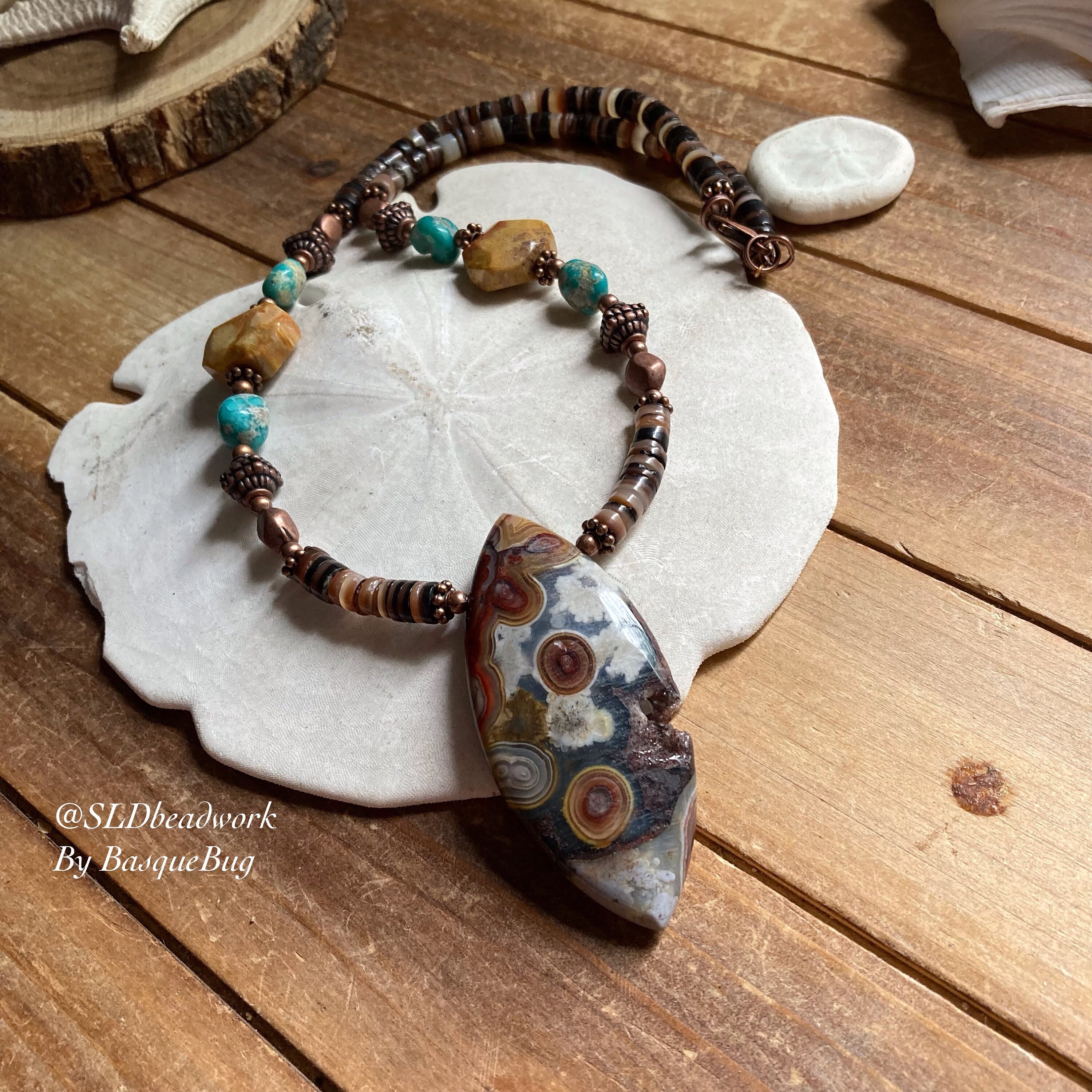 Jasper Jewelry Turquoise Genuine Elisa Stone Puka Shells Pendant