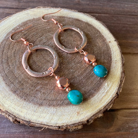 Copper long hotsell earrings