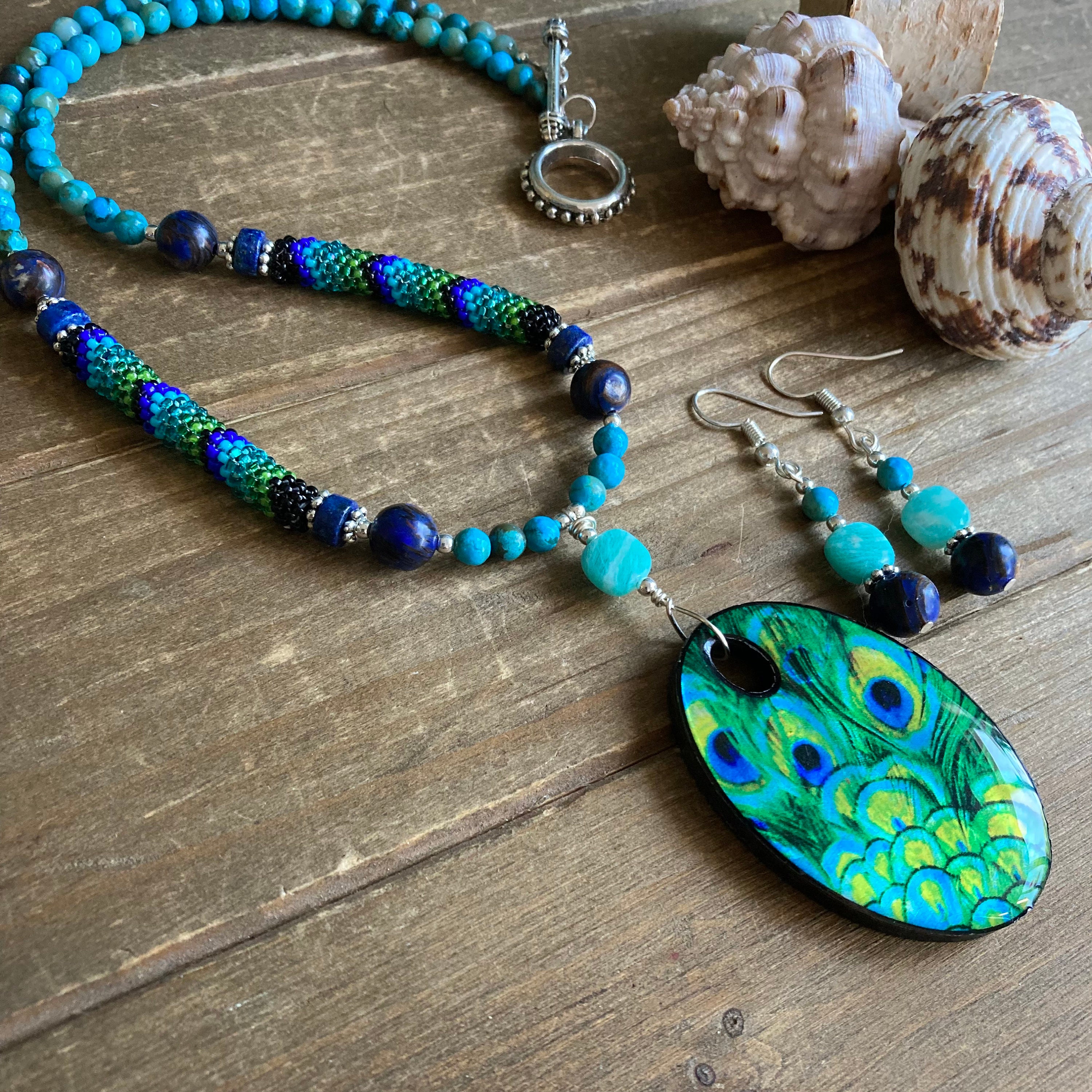 thumbnail image 2 of Deb Blue & Silver Beaded Multi-Strand Necklace & Earring Set | Jewelry Set #N2622 | Silver Tone 2 of 6