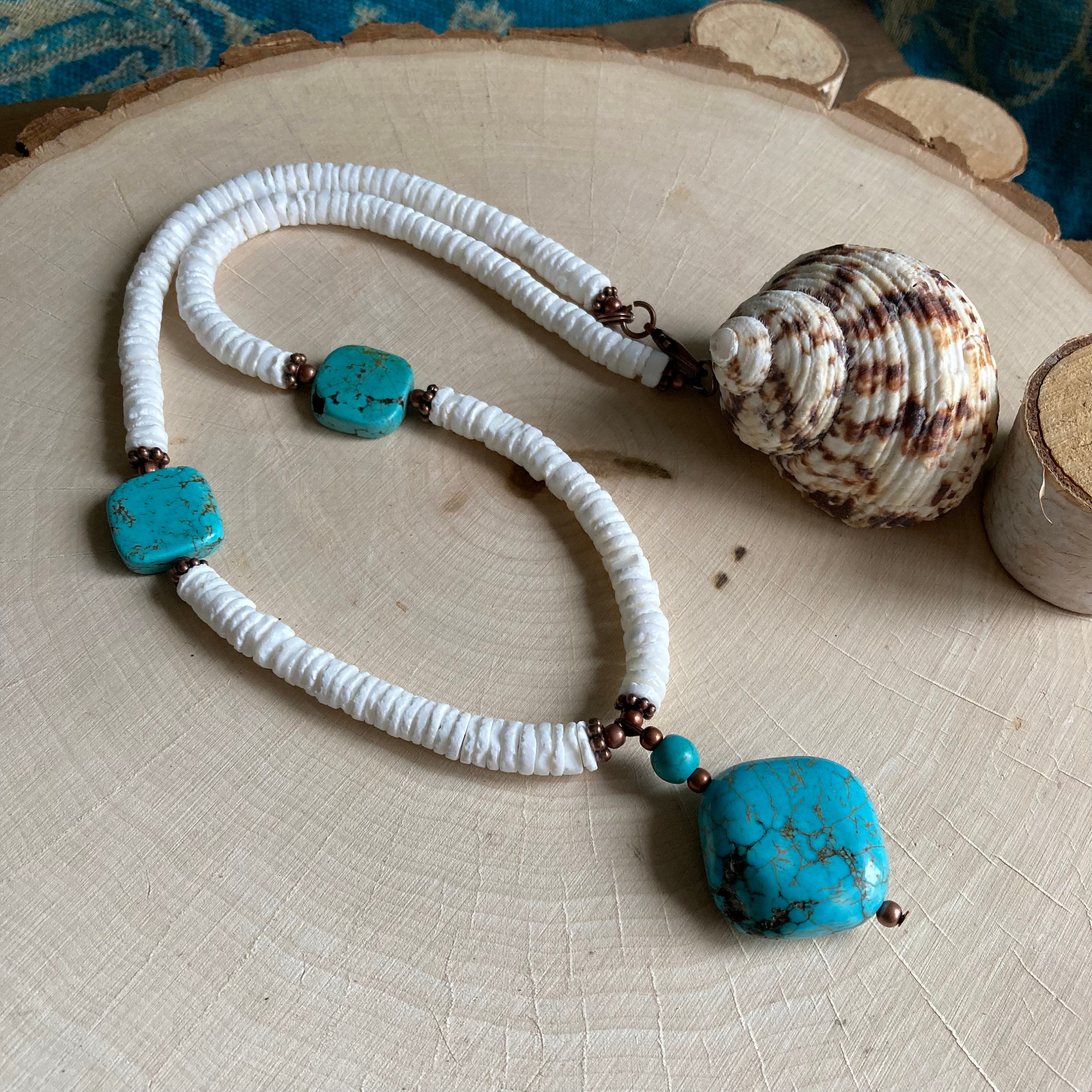 Turquoise puka sale shell necklace