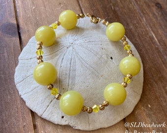 Jade bracelet boho Swarovski crystal natural stone bracelet yellow handmade beaded gemstone tribal hippie unique jewelry bracelet for women