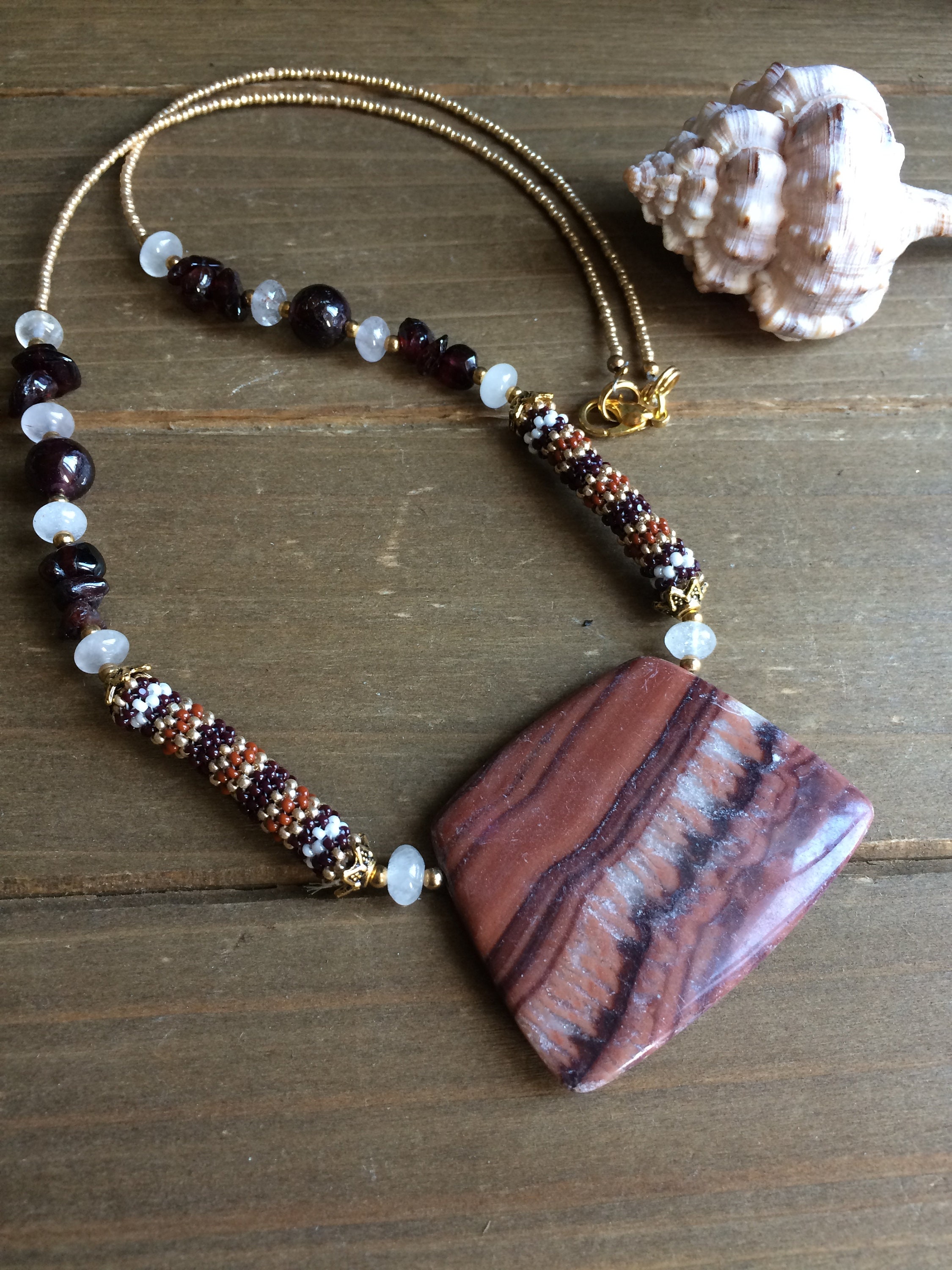 ネックレス・ペンダント Tribal Seed Bead Necklace Tribal Necklace Jasper Peyote Seed Beaded Necklace Natural