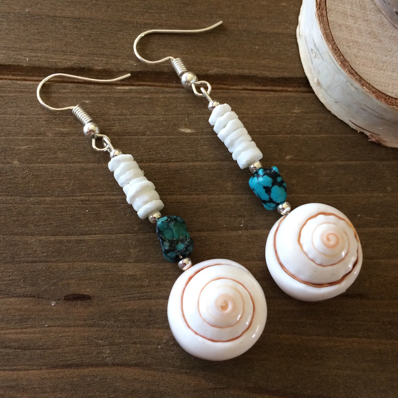Turquoise Pecten Shell Earrings main image 0