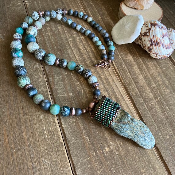 Beaded wrap necklace deals