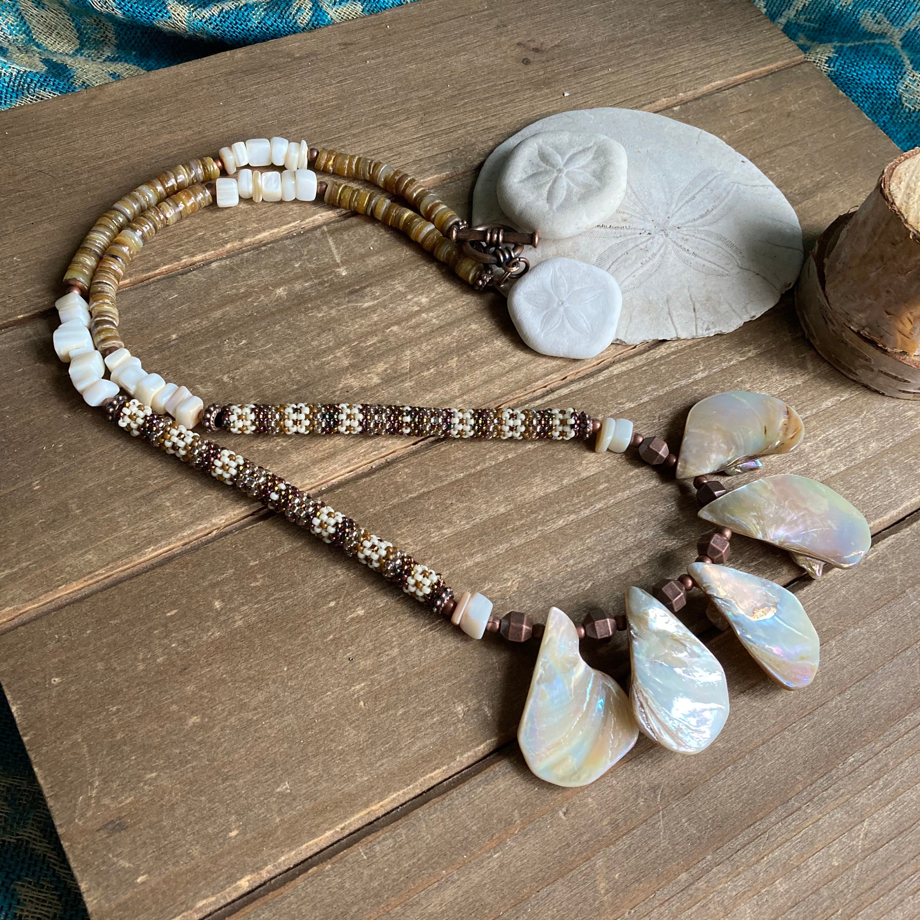 Shell necklace with best sale beads