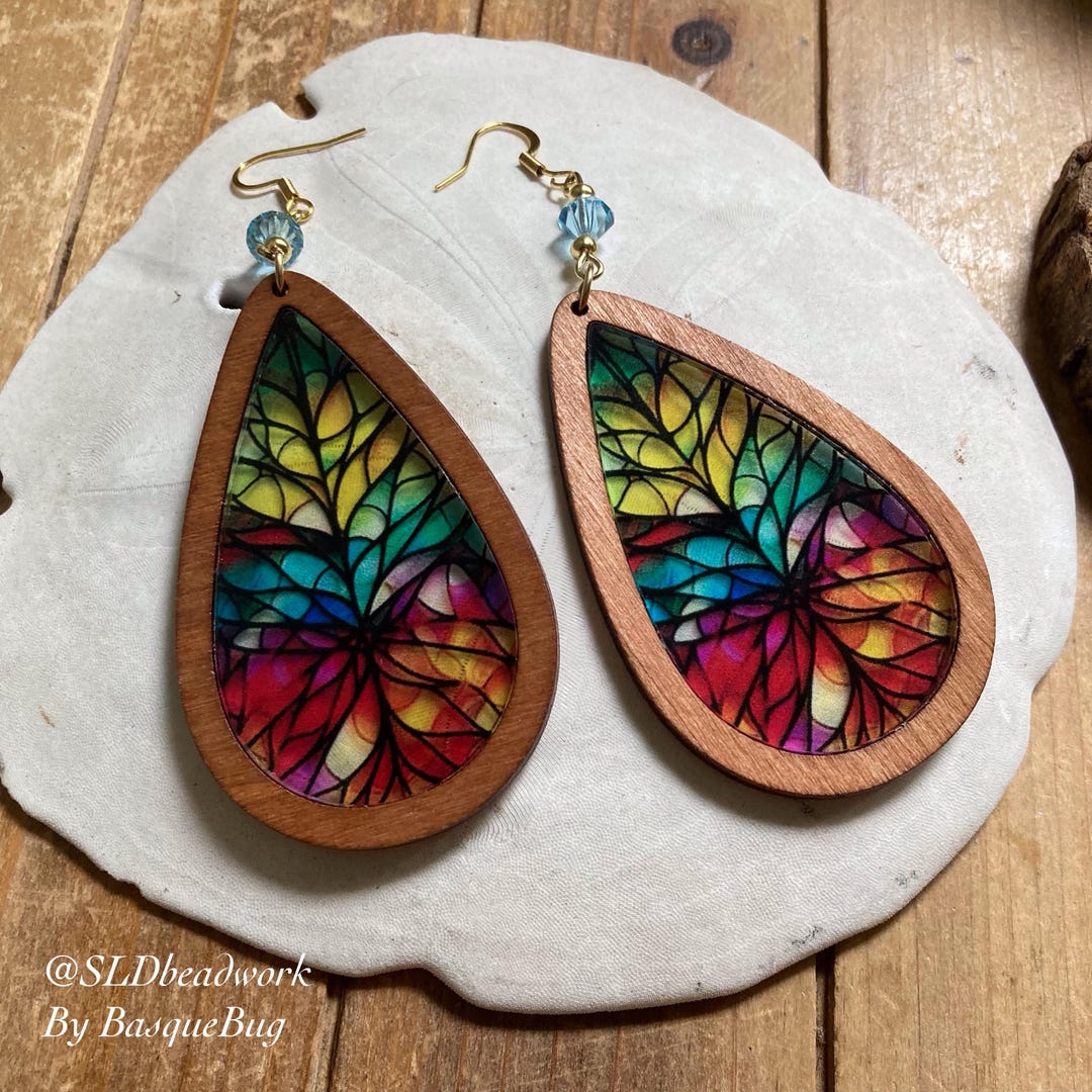 Boucles D'oreilles Artisanales Jostovo Peintes à La Main Par Ponkratova - Pièce Unique, Neuves