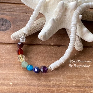 Tribal anklet chakra stone boho anklet silver puka shell anklet gift handmade rainbow surfer beach unique jewelry surf anklet for women 10