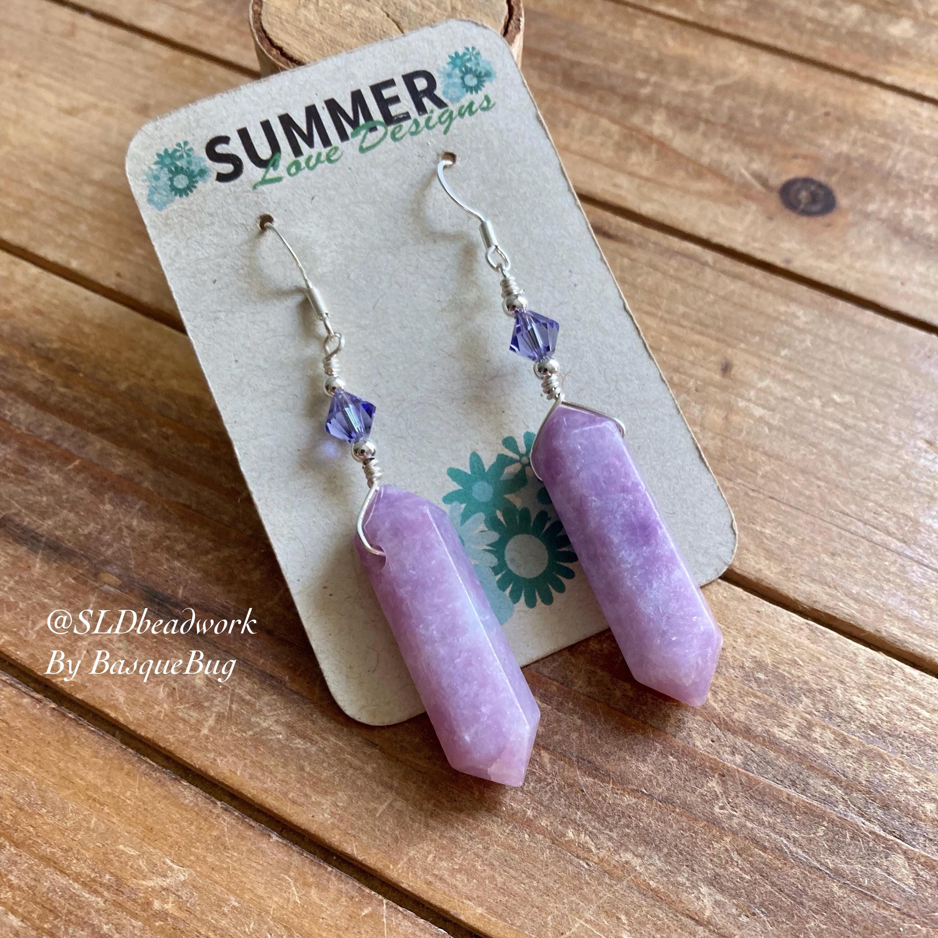 スターリングシルバー パープルレピドライト イヤリング, 金属 Sterling Silver Purple Lepidolite 並行輸入品 変革の石高品質まんまるレピドライト ピアス 天然石パワーストーン