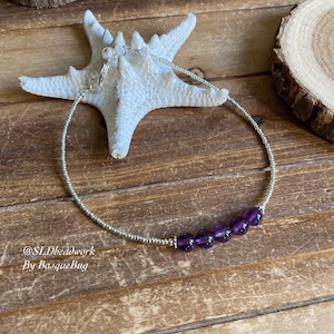 Amethyst anklet boho gemstone purple silver minimal anklet gift handmade surfer girl gift beach anklet unique jewelry anklet for women 10
