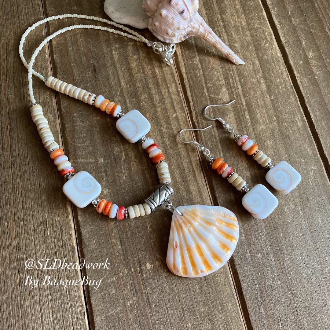 Bead & Shell Necklace | Shell necklaces, Shell beads, Necklace