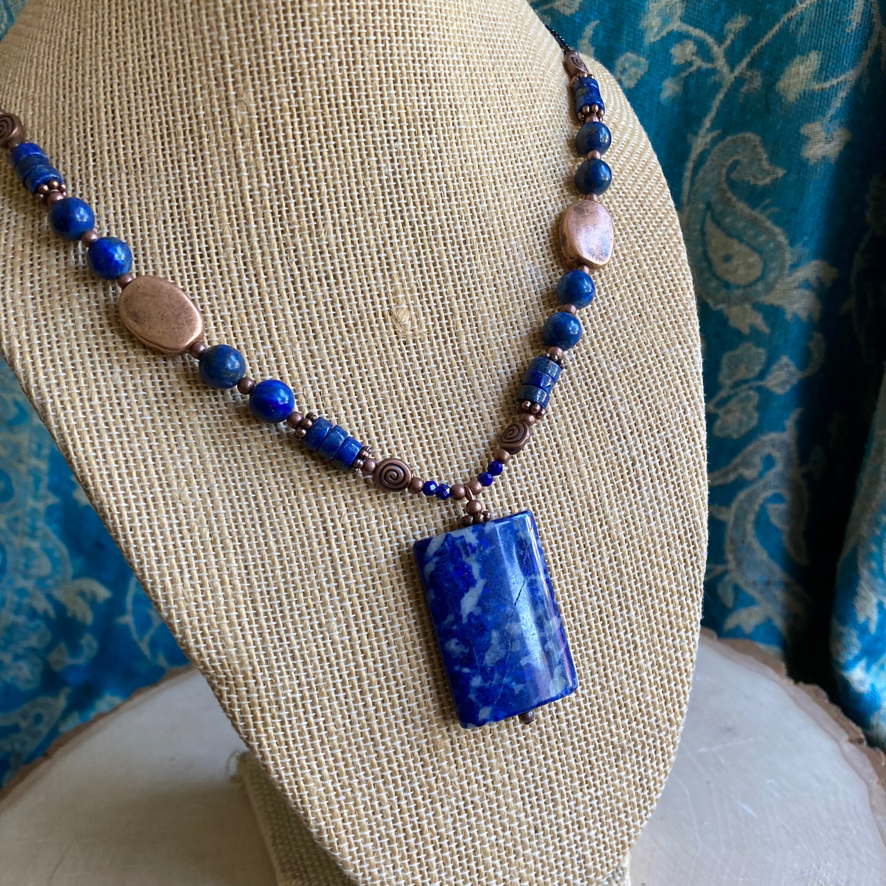 Lapis Necklace Set Blue Gemstone Pendant Jewelry Set