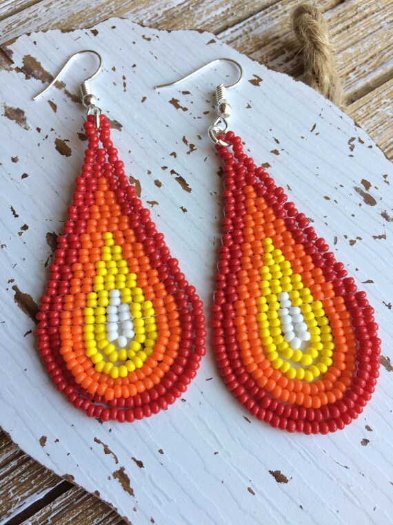 Boucles D'oreilles Bohème XFSRG - Perles Tissées Main - Style Ethnique Rond - 5x4 Cm - Léger Et Confortable - Pour Jean Ou Robe - 6