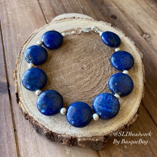 Bethza Bracciale In Lapislazzuli Naturale 5 Mm – Pietra Blu Regolabile, Argento Sterling – Gioielli Boho Donna, Regalo Compleanno