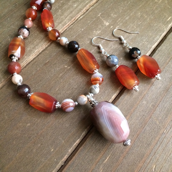 Burnt orange jewellery set sale