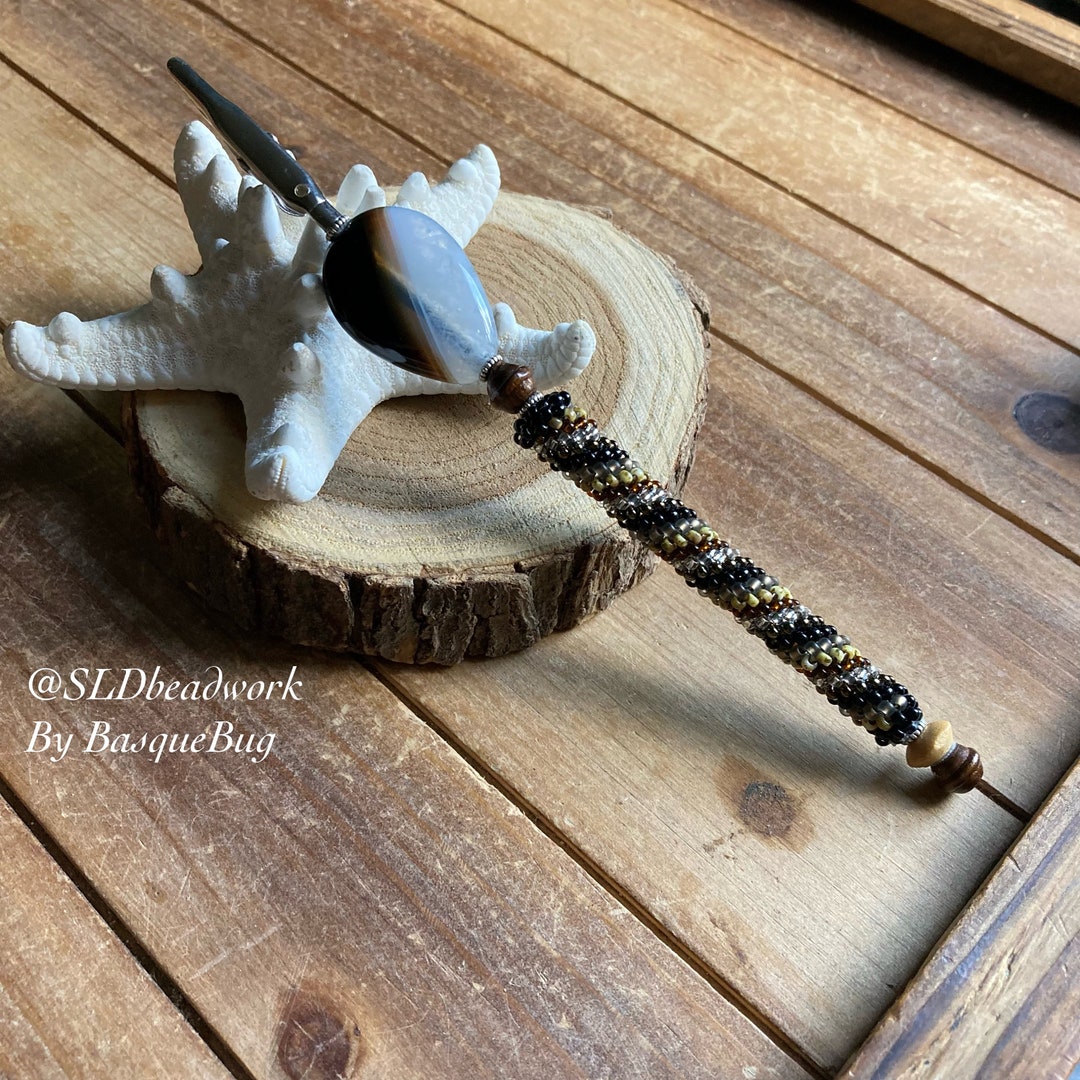 Recipe Holder Clip Sardonyx Beaded Boho Bookmark Seed Beaded Peyote ...