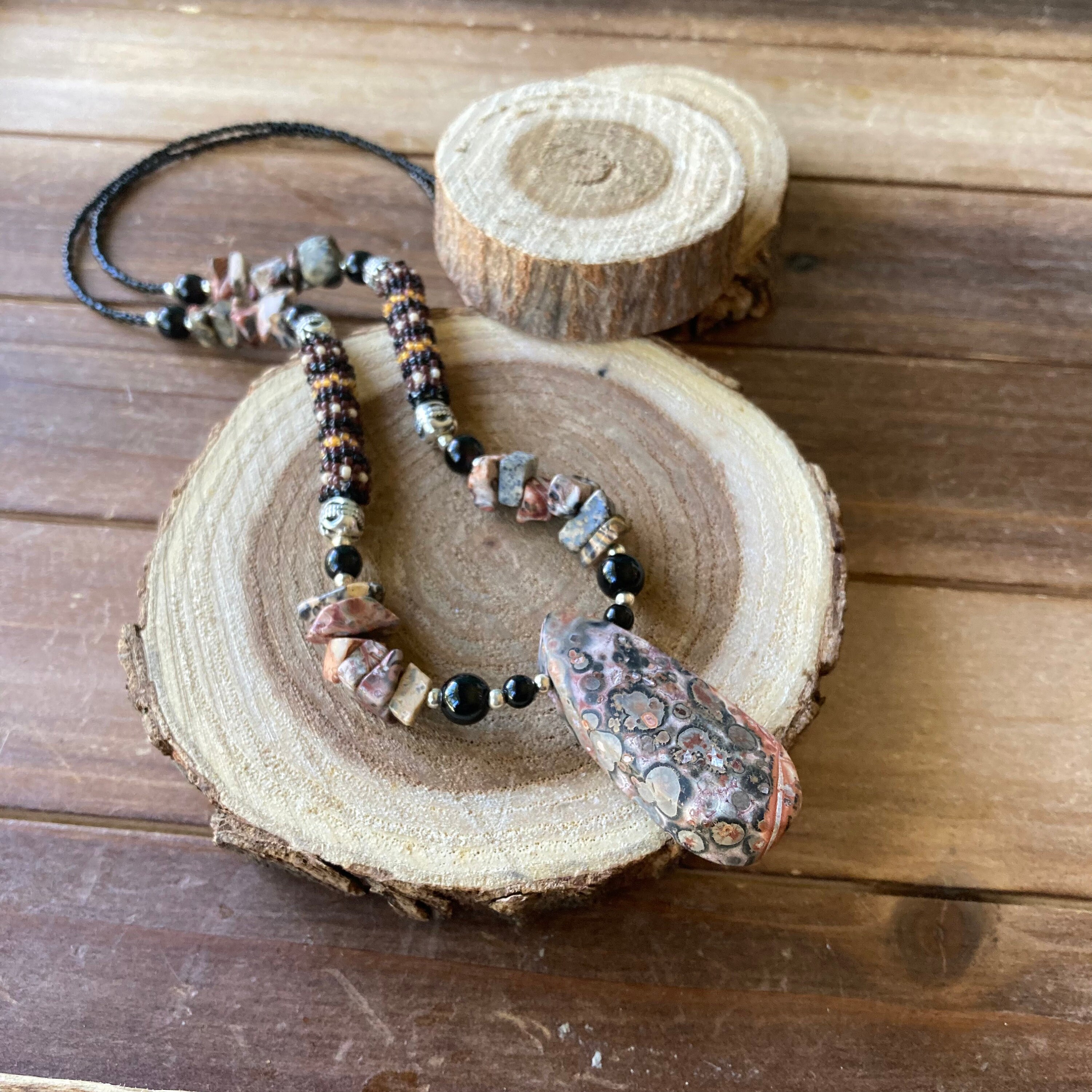 ネックレス・ペンダント Wild craft / Tribal necklace Jasper Necklace Beaded Southwestern Pendant Black Agate