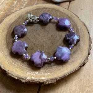 Bracelet agate dentelle fou violet bracelet pique violet bracelet pierre cristal Swarovski fait main bohème été argent bijoux uniques femmes 7