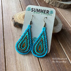 Tropische Ohrringe Perlen Frindge Schmuck Ziegelstein Stich Western südwestern blau bronze Mix Meerwasser Fächer Ohrringe für Frauen