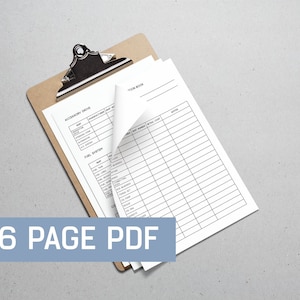 Peut inclure: Un presse-papiers marron avec une feuille de papier blanche sur le dessus. Le papier contient un tableau avec les titres "Accessory Drive", "Fuel System", "Part Number", "Actual Cost", et "Notes". Le presse-papiers est sur une surface grise. 16 pages PDF