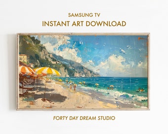 Peinture italienne de parasols de plage pour téléviseur Samsung Frame (téléchargement numérique)