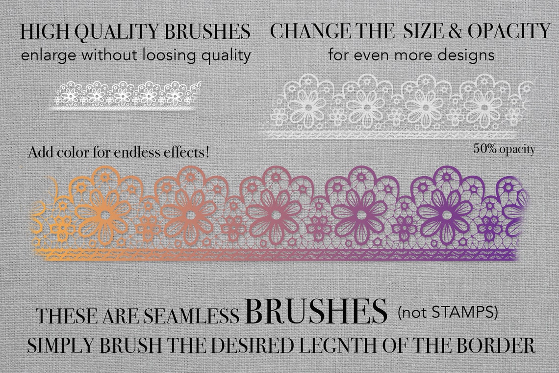 Procreate: Seamless Border Brushes - LACE Set One - Etsy