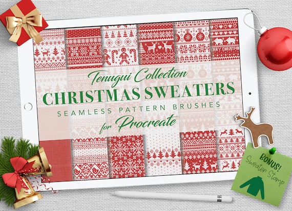 Download Free Procreate Seamless Pattern Brushes Christmas Sweaters Etsy SVG DXF Cut File