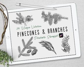 ビクトリア朝の松ぼっくりと枝のスタンプセット