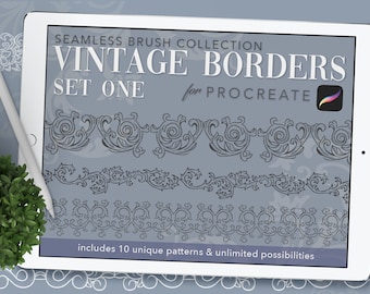Procreate: シームレス ヴィンテージ ボーダー ブラシ - セット 1