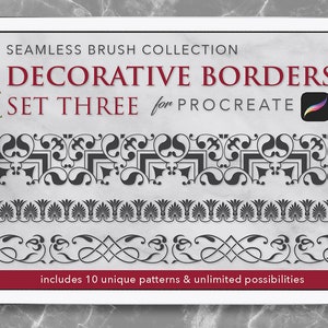 Procreate: Brosses à bordure sans couture - DECORATIVE Set Three
