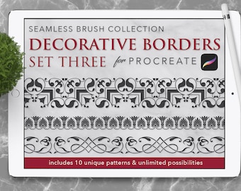 Procreate: シームレスボーダーブラシ - 装飾セット3
