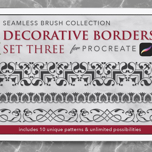 Procreate: Seamless Border Brushes - DECORATIVE Set Three