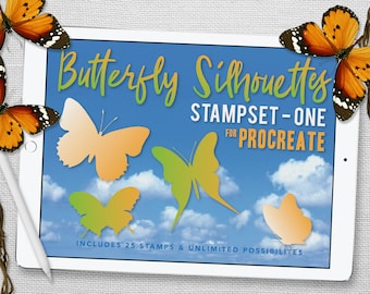 Procreate バタフライシルエット スタンプセット 1