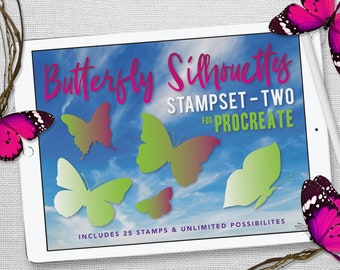 Procreate バタフライシルエット スタンプセット - 2