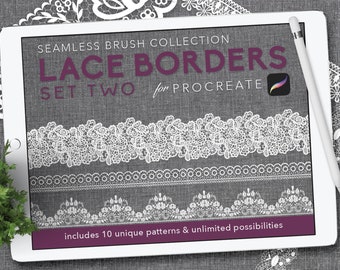 Procreate: シームレスボーダーブラシ - LACE セット 2