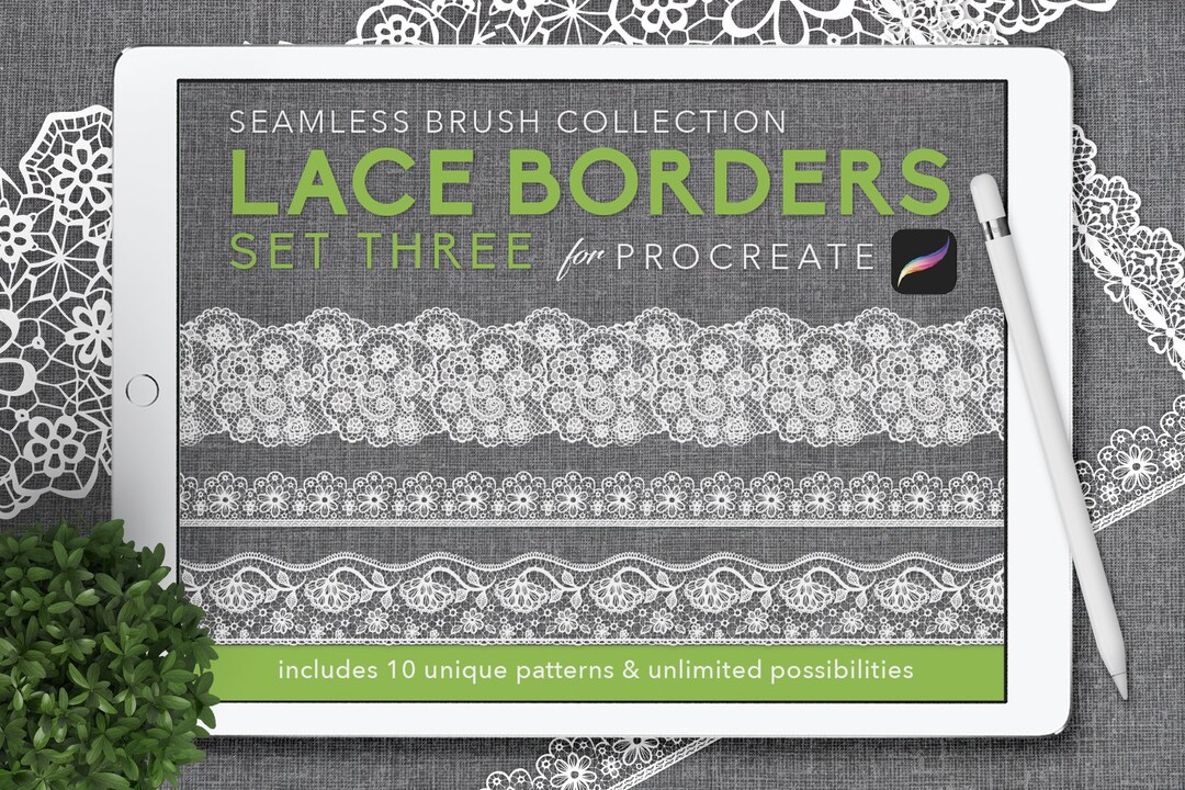 Procreate: Seamless Border Brushes - LACE Set Three - Etsy