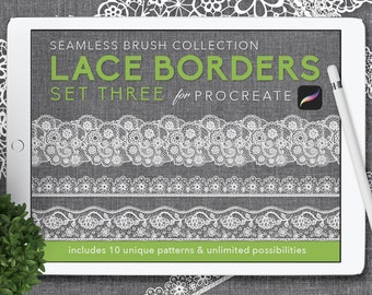 Procreate: シームレスボーダーブラシ - LACE セット 3
