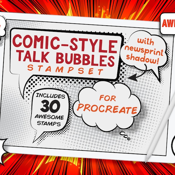 Procreate Stamps: Comic-Style Bubbles with Newsprint Shadow