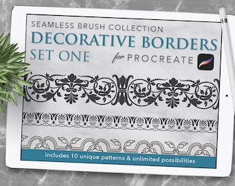Procreate: シームレスボーダーブラシ - 装飾セット 1