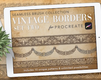 Procreate: シームレス ヴィンテージ ボーダー ブラシ - セット 2