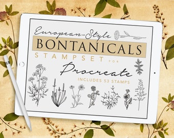 Procreateスタンプ：ユーロスタイルのボタニカル