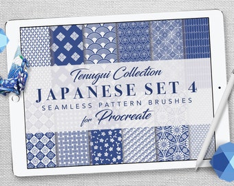 Seamless Japanese Procreate Brushes, Japanese Pattern Brushsets Pack ...
