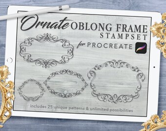 装飾的な長方形のフレーム Procreate スタンプセット