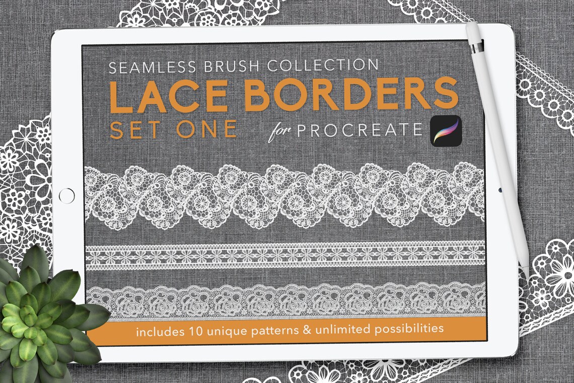 Procreate: Seamless Border Brushes LACE Set One | Etsy