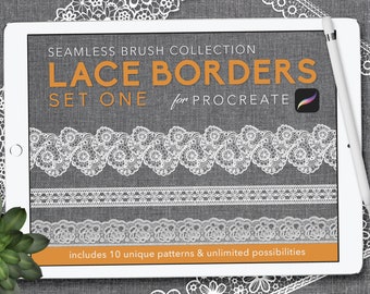 Procreate: シームレスボーダーブラシ - LACE セット 1