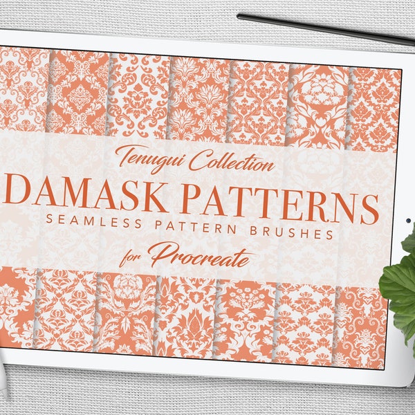 Procrear: Pinceles de patrón sin costuras de Damasco